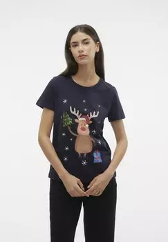 Футболка с принтом Vmfrancis Xmas Vero Moda, цвет night sky