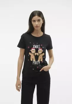 Футболка с принтом Vmfrancis Xmas Vero Moda, черный