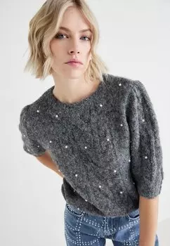 Футболка с принтом VMNOVA PEARL PUFF Vero Moda, серый