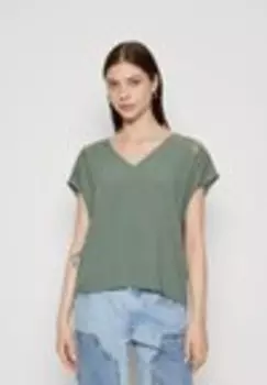 Футболка с принтом VMRUSK V NECK Vero Moda, зеленый