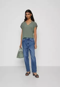 Футболка с принтом Vmrusk V Neck Vero Moda, зеленый