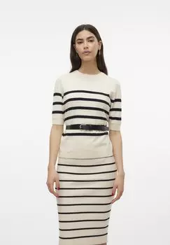 Футболка с принтом VMSABA PLAIN O NECK Vero Moda Petite, цвет birch/black