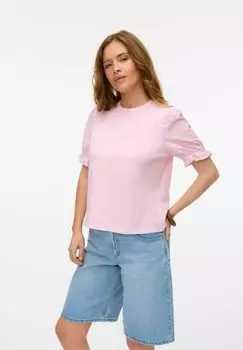 Футболка с принтом VMSENNA Vero Moda, светло-розовый
