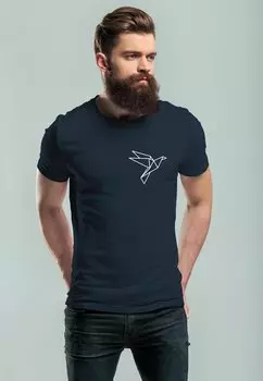 Футболка с принтом VOGEL ORIGAMI BRUST LOGO FASHION STREETSTYLE Neverless, цвет navy