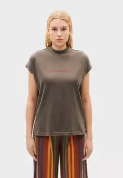 Футболка с принтом VOLTA Thinking Mu, темно-коричневый