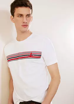 Футболка с принтом в две полоски Beymen Club, белый