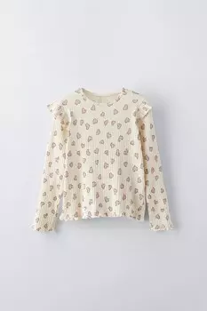 Футболка с принтом в рубчик ZARA, розовый