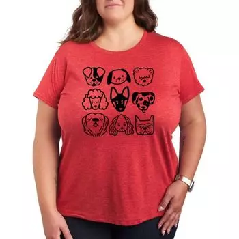 Футболка с принтом в сетку и мордочками собак Unbranded, красный