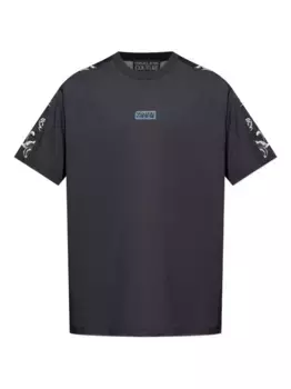 Футболка с принтом в стиле барокко на рукаве Versace Jeans Couture, черный