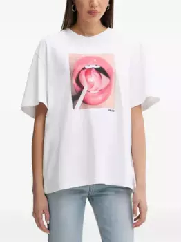 Футболка с принтом в виде леденцов на губах Fiorucci, белый