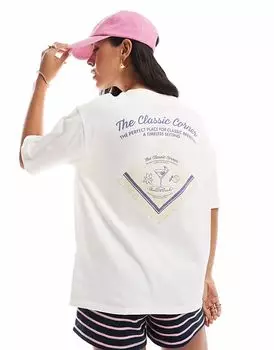 Футболка с принтом в виде салфетки Pull&Bear белого цвета