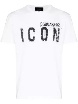 Футболка с принтом в виде значка спрея Dsquared2, белый