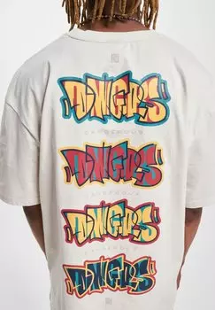 Футболка с принтом Wallbite Dangerous DNGRS, бежевая