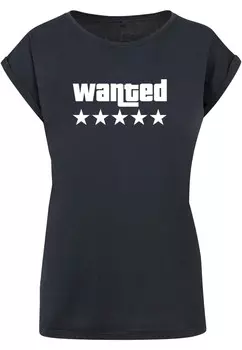 Футболка с принтом WANTED EXTENDED SHOULDER TEE Merchcode, синий