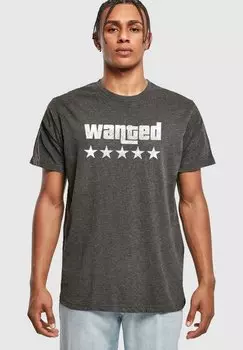 Футболка с принтом WANTED ROUND NECK Merchcode, цвет charcoal