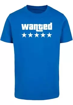 Футболка с принтом WANTED ROUND NECK Merchcode, синий