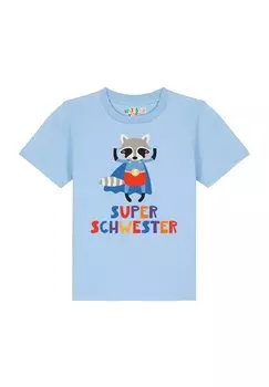 Футболка с принтом WASCHBR SUPERSCHWESTER Watapparel, цвет blue soul