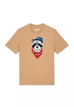 Футболка с принтом WASCHBR watapparel, бежевый