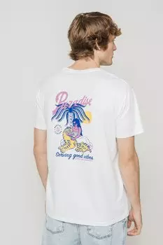 Футболка с принтом WASHED SERVING GOOD UNISEX Kaotiko, белый