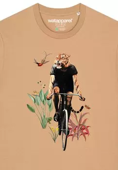 Футболка с принтом watapparel, бежевый