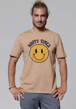 Футболка с принтом watapparel, бежевый