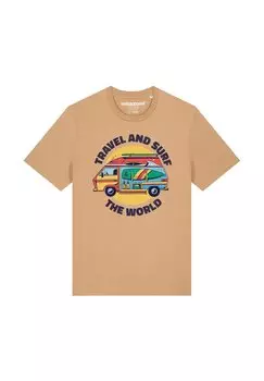 Футболка с принтом watapparel, бежевый