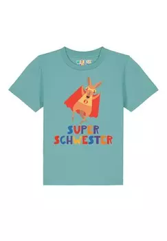 Футболка с принтом watapparel, бирюзовый