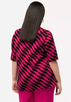 Футболка с принтом WAVY DIAGONAL STRIPED Ulla Popken, розовый