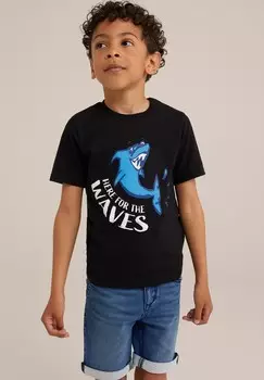 Футболка с принтом WE Fashion, черный