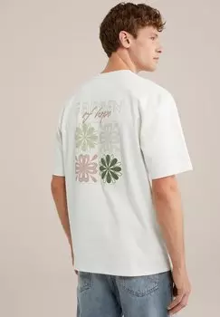 Футболка с принтом WE Fashion, кремовый