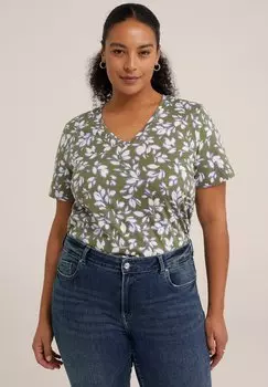 Футболка с принтом WE Fashion, оливково-зеленый