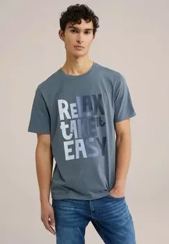 Футболка с принтом WE Fashion, сине-серый