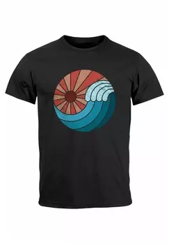 Футболка с принтом WELLE WAVE SONNE SOMMER RETRO VINTAGE Neverless, черный