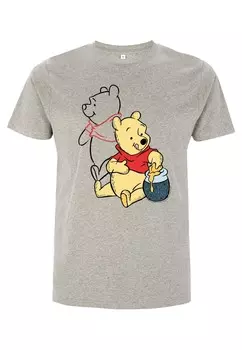 Футболка с принтом WINNIE THE POOH POOH LINE ART Disney, цвет Mottled Light Grey