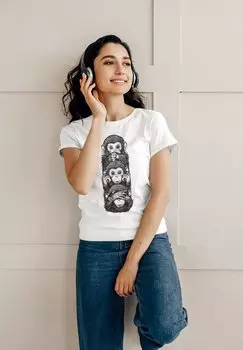 Футболка с принтом WISE MONKEYS Mamino, цвет weiss