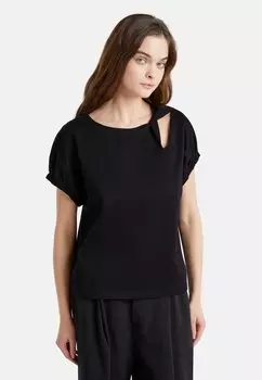 Футболка с принтом WITH CUT-OUT United Colors of Benetton, черный