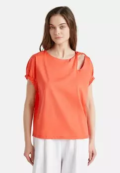 Футболка с принтом WITH CUT-OUT United Colors of Benetton, оранжевый