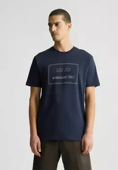 Футболка с принтом WITH EMBROIDERY LIU JO, темно-синий
