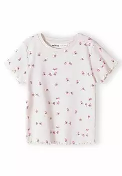 Футболка с принтом WITH FRILLED SLEEVES MINOTI, цвет pink