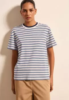 Футболка с принтом WITH HORIZONTAL STRIPES Stefanel, белый