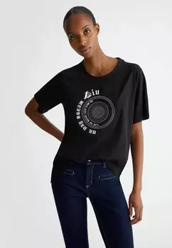 Футболка с принтом WITH LOGO AND GEMSTONES LIU JO, черный