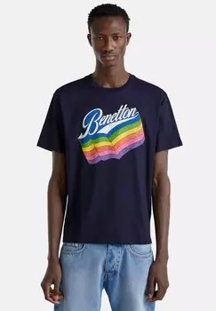 Футболка с принтом WITH LOGO United Colors of Benetton, синий