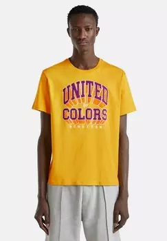 Футболка с принтом WITH LOGO United Colors of Benetton, желтый