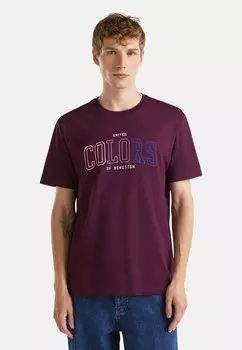 Футболка с принтом WITH LOGO United Colors of Benetton, сиреневый