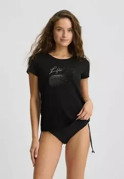 Футболка с принтом WITH RHINESTONES LIU JO, черный