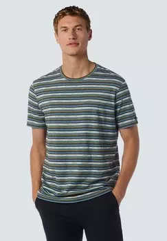 Футболка с принтом WITH ROUND NECK AND STRIPES NO EXCESS, синий