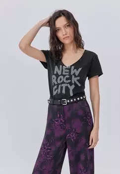 Футболка с принтом WITH SLOGAN IKKS, цвет black