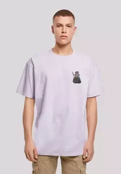 Футболка с принтом WIZARD CAT LOOSE F4NT4STIC, цвет lilac