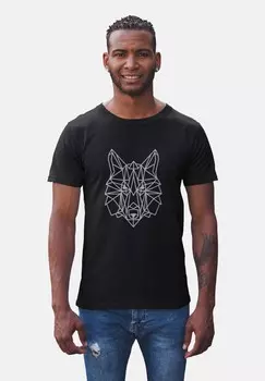 Футболка с принтом WOLF LINEART Reverve Fashion, черный