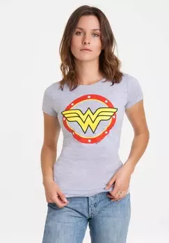 Футболка с принтом WONDERWOMAN CIRCLE LOGO LOGOSHIRT, серый
